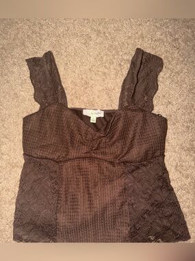 Brown Lace Tank Top